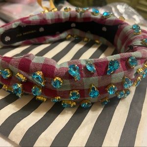 Lele Sadoughi Burgundy Gingham Headband